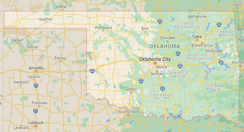 Car Shipping Route Map Oklahoma City