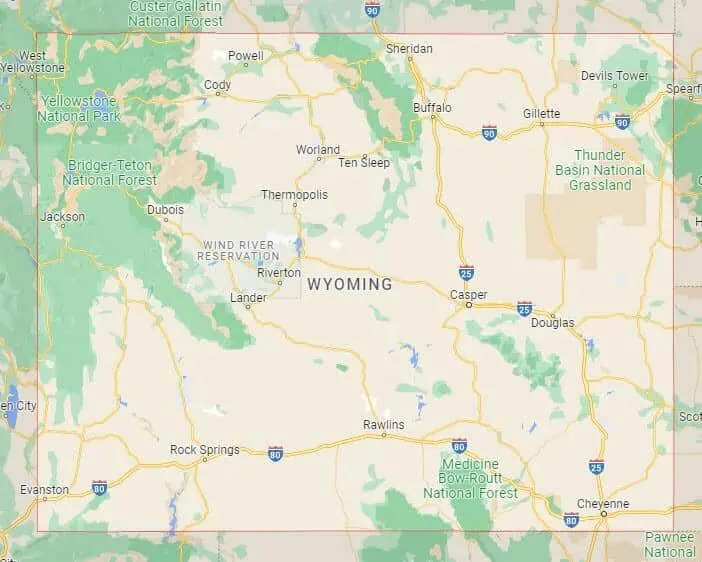 Car Shipping Route Map Wyoming